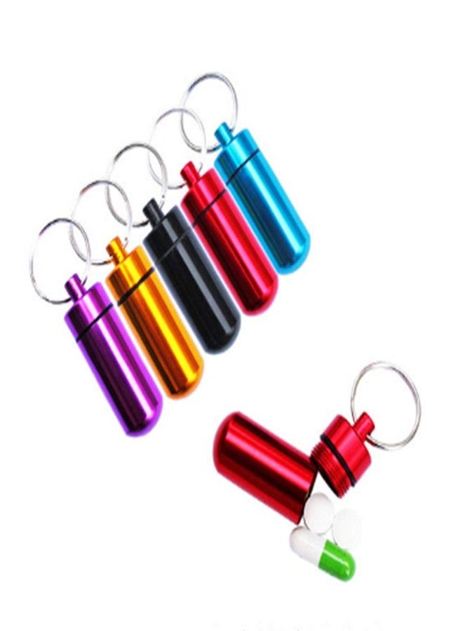 baolaili Purple Pill Organizer Mini Pill Box, Metal Pill Box Emergency Medicine Drug Box Tank with Keychain Case Stainless Steel for Outdoor Travel Waterproof Case Outdoor Camping Hiking Traveling - Image 4
